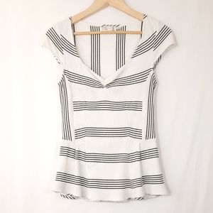 ☀️ Anthropologie Postmark Peplum Sweatheart Neckline Top Sz S